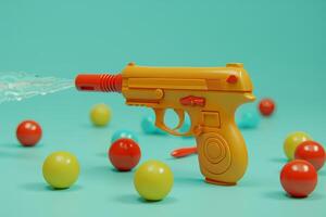 AI generated Ball Target and Water Gun in the concept of playing water in the garden photo
