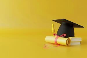 AI generated Graduation Cap and Diploma in the concept of academic achievement or education photo