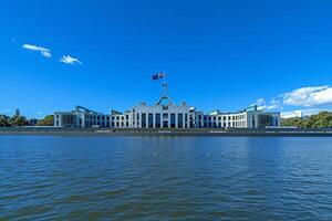 AI generated parliament building by the lake with generative ai photo