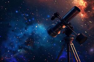 AI generated Telescope and Stars in the concept of astronomy and stargazing photo