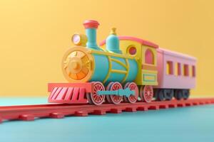 AI generated Doll and Toy Train in the concept of realistic play photo