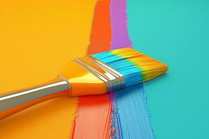 AI generated Paintbrush and Rainbow in the concept of artistic expression and diversity photo