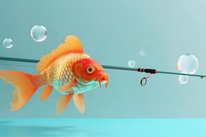 AI generated Fishing Rod and Fish in the concept of leisure and recreation photo