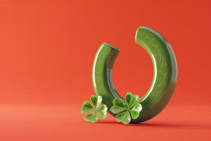 AI generated Horseshoe and Four Leaf Clover in the concept of luck and superstition photo