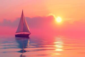 AI generated Sailboat and Sunset in the concept of peaceful sailing photo