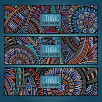 Abstract ethnic vintage pattern cards vector