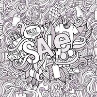 Sale hand lettering and doodles elements background. vector
