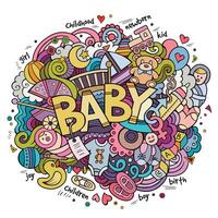 Cartoon vector hand drawn Doodle Baby illustration