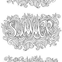 Summer hand lettering and doodles elements vector