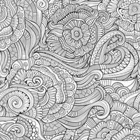 Beautiful decorative floral ornamental sketchy seamless pattern vector