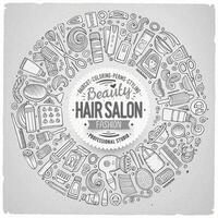 Vector set of Hair salon cartoon doodle objects