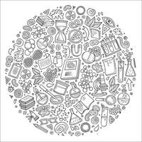 Set of Science cartoon doodle objects vector