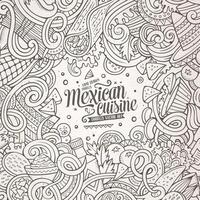 Cartoon mexican food doodles illustration vector