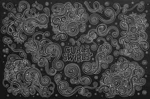 Chalkboard Vector hand drawn Doodle cartoon set of curls and swirls