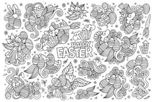 Sketchy vector hand drawn doodles cartoon set of Easter objects