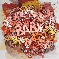 Cartoon vector hand drawn Doodle Baby illustration