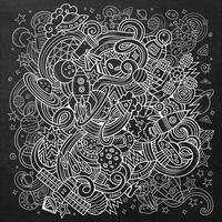 Cartoon hand-drawn doodles Space illustration vector