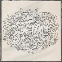 Social hand lettering and doodles elements background vector