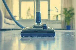 AI generated vacuum cleaner working in the house bokeh style background with generative ai photo