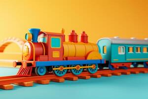 AI generated Doll and Toy Train in the concept of realistic play photo