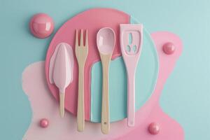 AI generated Palette and Kitchen Utensils in the concept of culinary art and cooking photo
