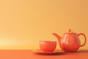 AI generated Teapot and Tea Cup in the concept of tea time or relaxation photo