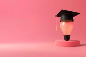 AI generated Graduation Cap and Light Bulb in the concept of education and enlightenment photo