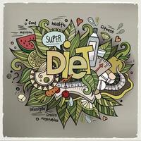 dieta mano letras y garabatos elementos antecedentes vector