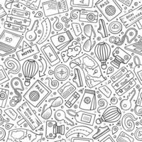 Cartoon Traveling seamless pattern with lots of objects vector