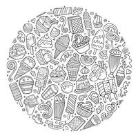 Set of Ice Cream cartoon doodles objects vector