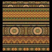 Abstract vector tribal ethnic seamless stripes background set