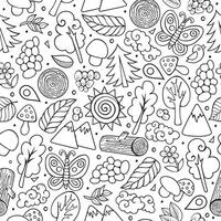 Cartoon vector doodles camping seamless pattern