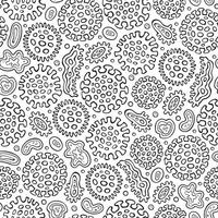 Virus and bacteria hand drawn doodles seamless pattern. Coronavirus background. vector