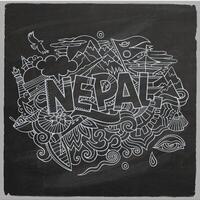 Nepal país mano letras y garabatos elementos vector