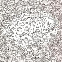 Social hand lettering and doodles elements background vector