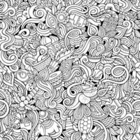 Cartoon hand-drawn doodles on the subject of Indian style theme seamless pattern vector