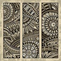 Abstract ethnic pattern card set vector