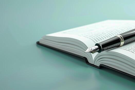 AI generated Fountain Pen and Open Book in the concept of writing and literature photo