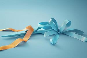 AI generated Scissors and Ribbon in the concept of crafting and gift wrapping photo