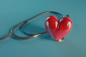 AI generated Heart and Stethoscope in the concept of healthcare and medical services photo