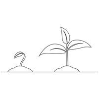 Single Line Plant Growth Processing on pot illustration vector