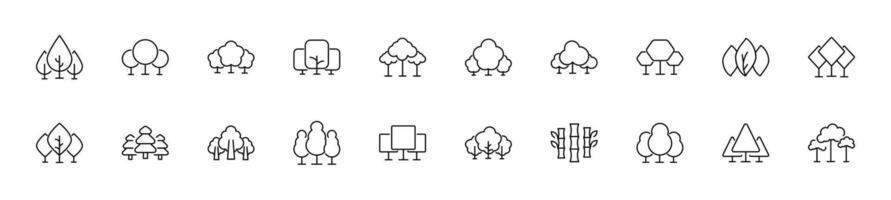 Collection of thin line icons of forest. Linear sign and editable stroke. Suitable for web sites, books, articles vector