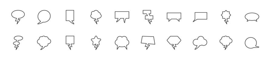 Collection of thin line icons of speech bubbles for design. Linear sign and editable stroke. Suitable for web sites, books, articles vector