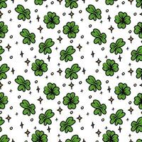 Seamless pattern with clover leaves and stars. St. Patrick's Day background. vector