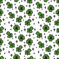 Seamless pattern with clover leaves and stars. St. Patrick's Day background. vector