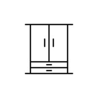 Wardrobe Vector Line Icon for Adverts. Suitable for books, stores, shops. Editable stroke in minimalistic outline style. Symbol for design