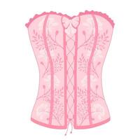 corset made of pink lace. Vector stock illustration. Elegant lingerie. Historical vintage clothes. Isolated on a white background.