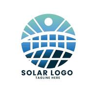Green energy solar power logo design vector template
