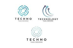 set of abstract tech logo design creative idea vector