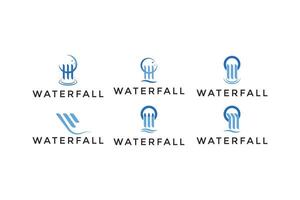 set of waterfall logo design creative idea vector